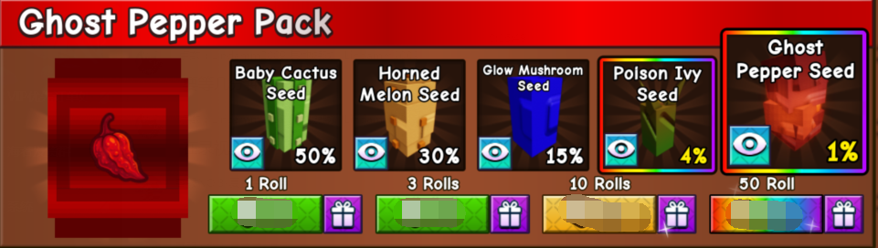 Grow a Garden 2 Shop Ghost Pepper Pack×10 Roll