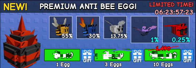 Grow a Garden Items All Server Premium Anti Bee Egg *3