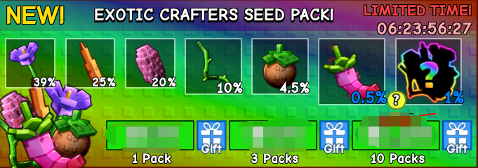 Grow a Garden Items All Server Exotic Crafters Seed Pack*3
