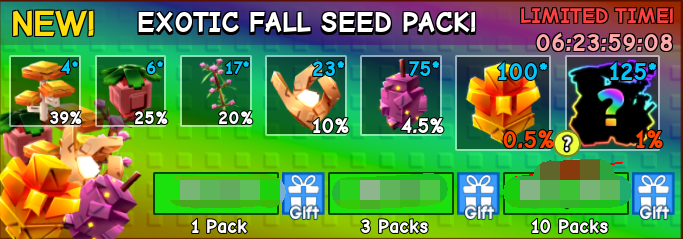 Grow a Garden Items All Server Exotic Fall Seed Pack*1