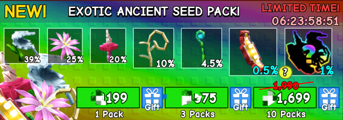Grow a Garden Items All Server Exotic Ancient Seed Pack * 3